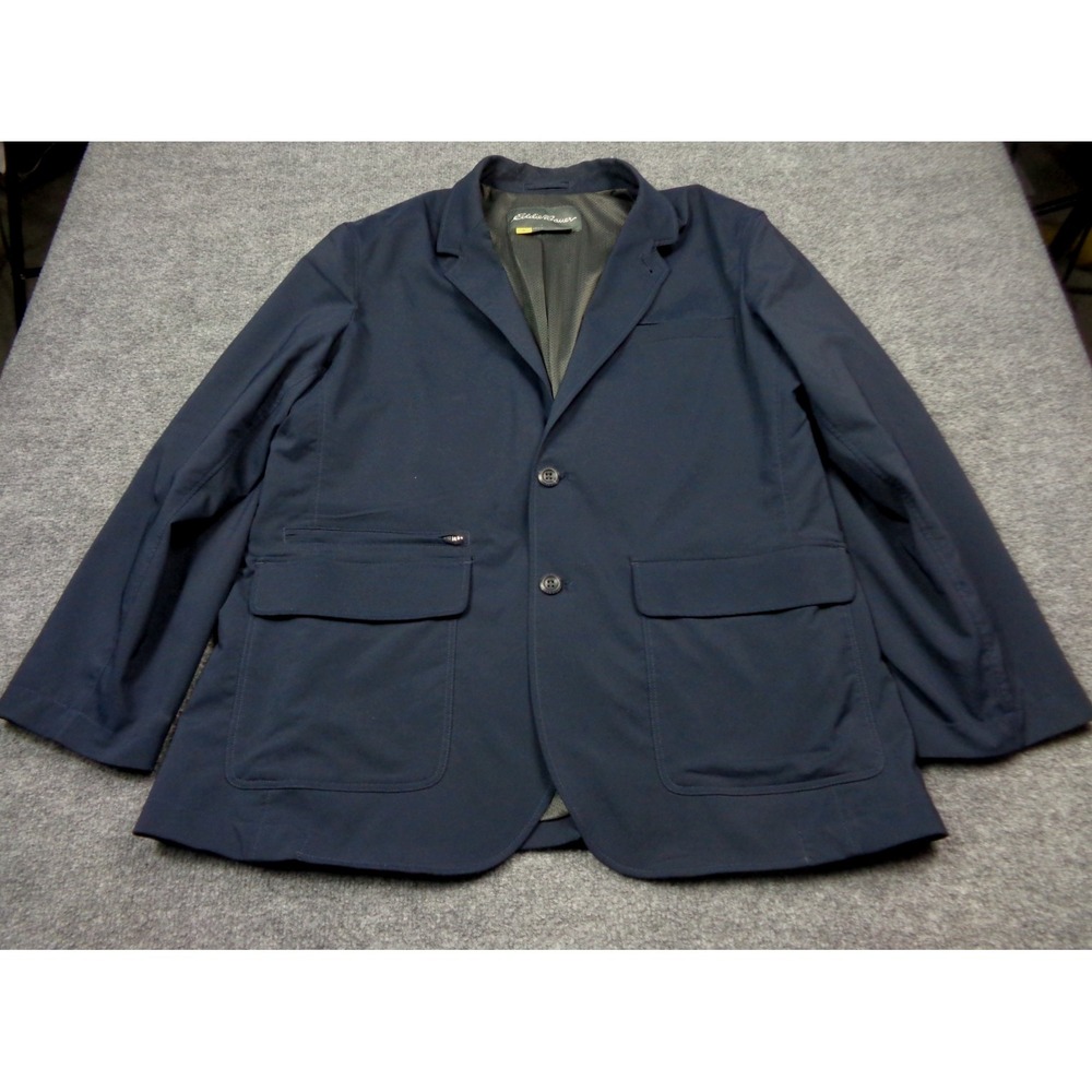 Eddie Bauer Travex Voyager Blazer Mens 44 Navy Blue Performance Golf Stretch